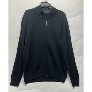 Cellini Mens Size XL Black Long Sleeve 1/4 Zip Wool Cashmere Pullover Sweater